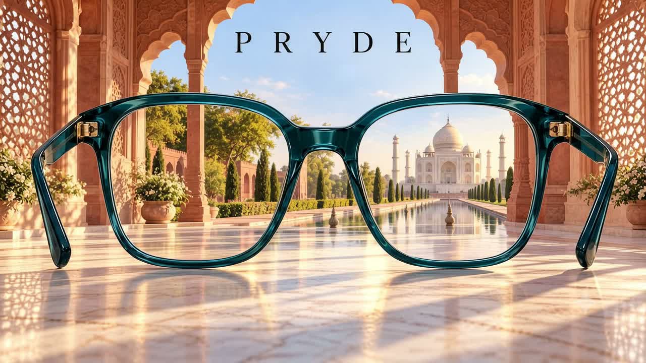 PRYDE Eyewear Mediterranean courtyard scene